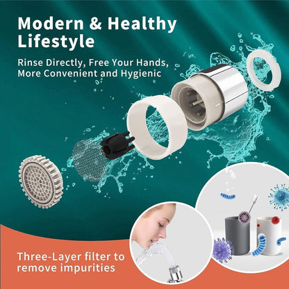 360 Degree Movable Faucet Aerator Infinity (3 Mode Jet X-Cross Eco-Mist) (Infinity - 3 Flow)